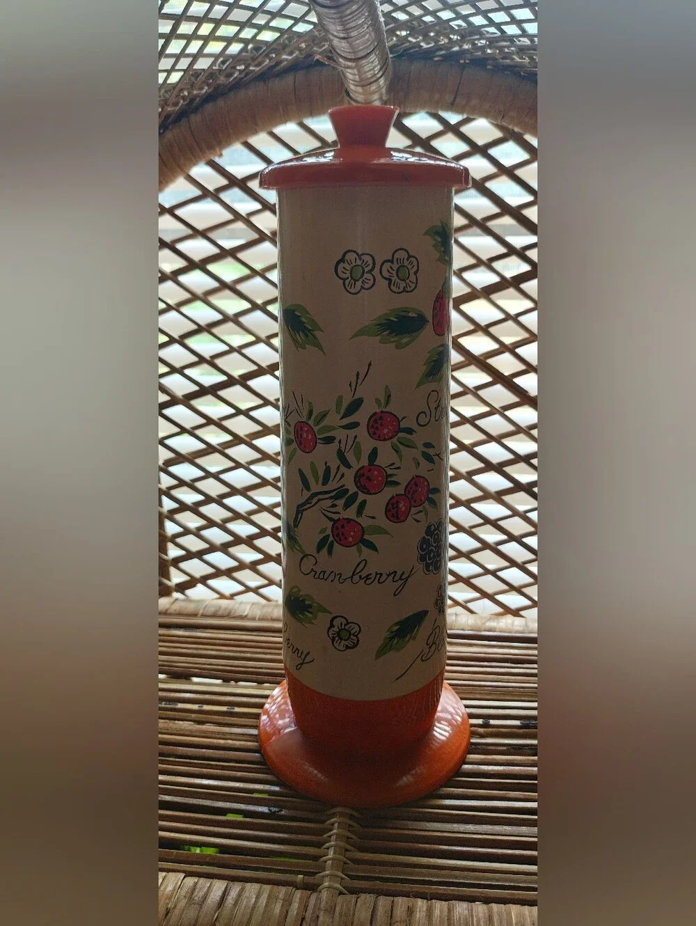 Vintage Lego Japan Plastic Straw Holder | 1970s Harvest Berry
